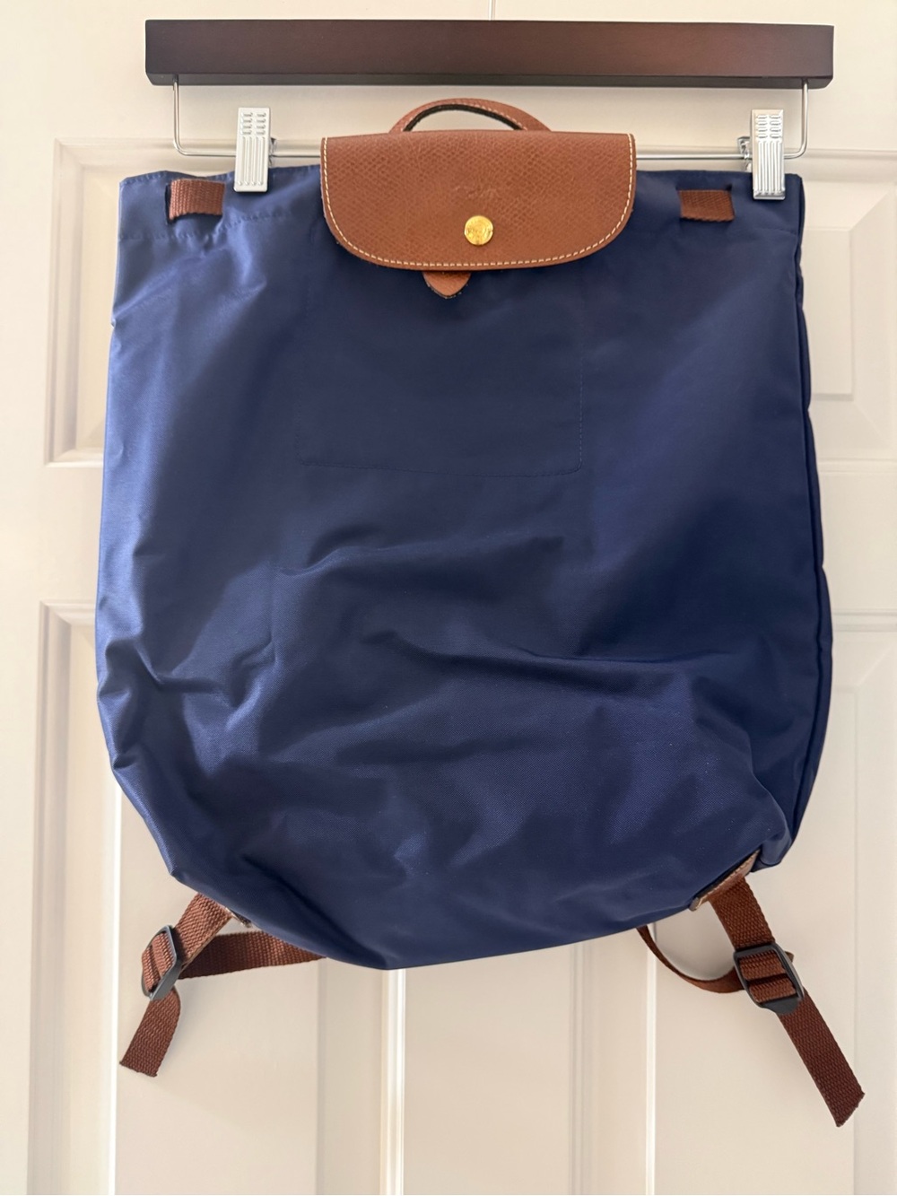 Longchamp navy and brown Le Pliage Backpack - Picture 2 of 3